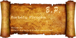 Barbély Piroska névjegykártya